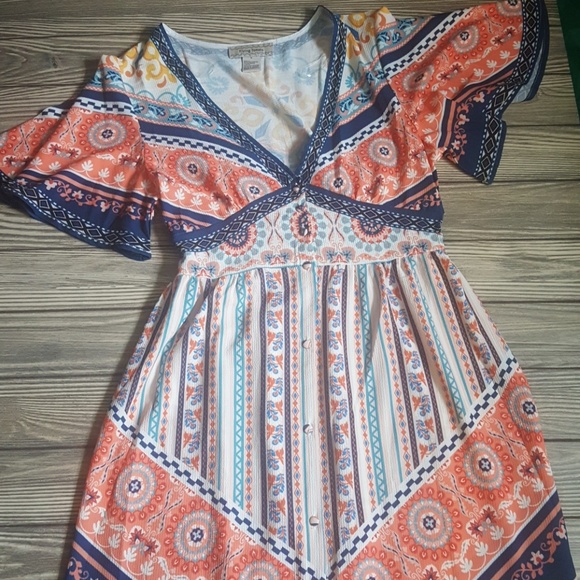 Boho Coral Maxi Dress S-L - Picture 2 of 6